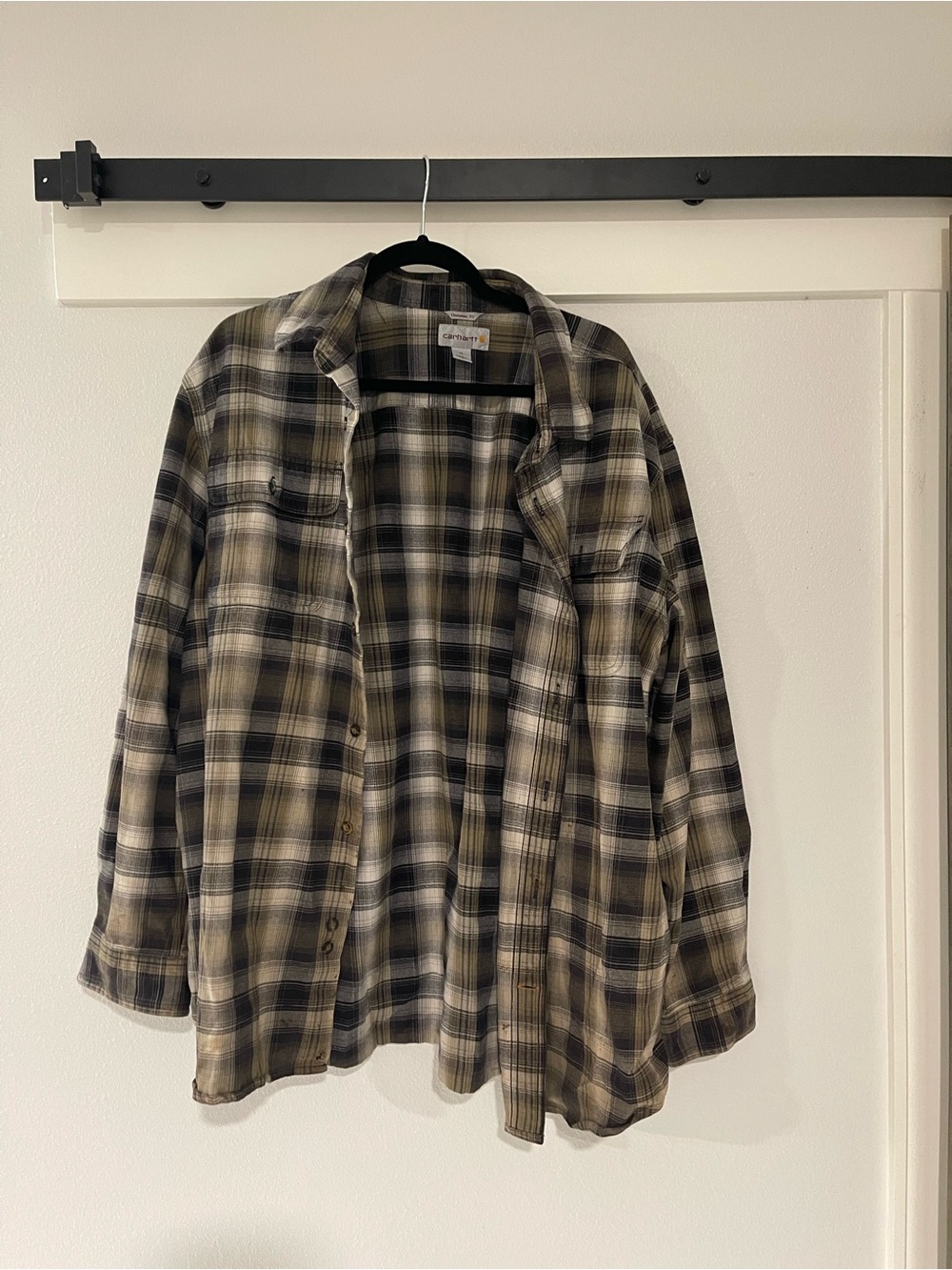 Carhartt Olive and Black Plaid Flannel Shirt